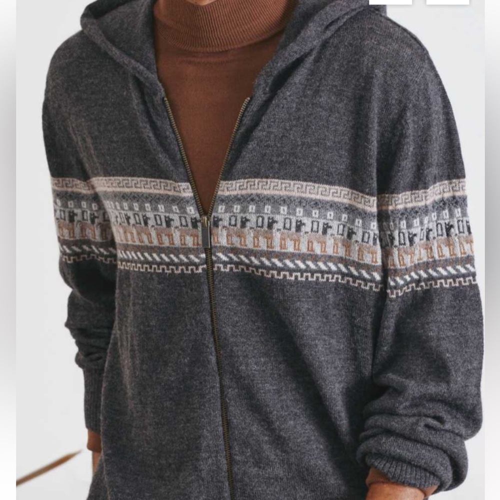 Alpaca Zip Up Sweater Jacket Men’s Size Medium M Gray 100% Fine Alpaca